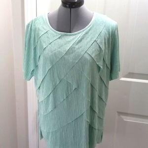 Alfred Dunner Mint Green Layered Top Size M